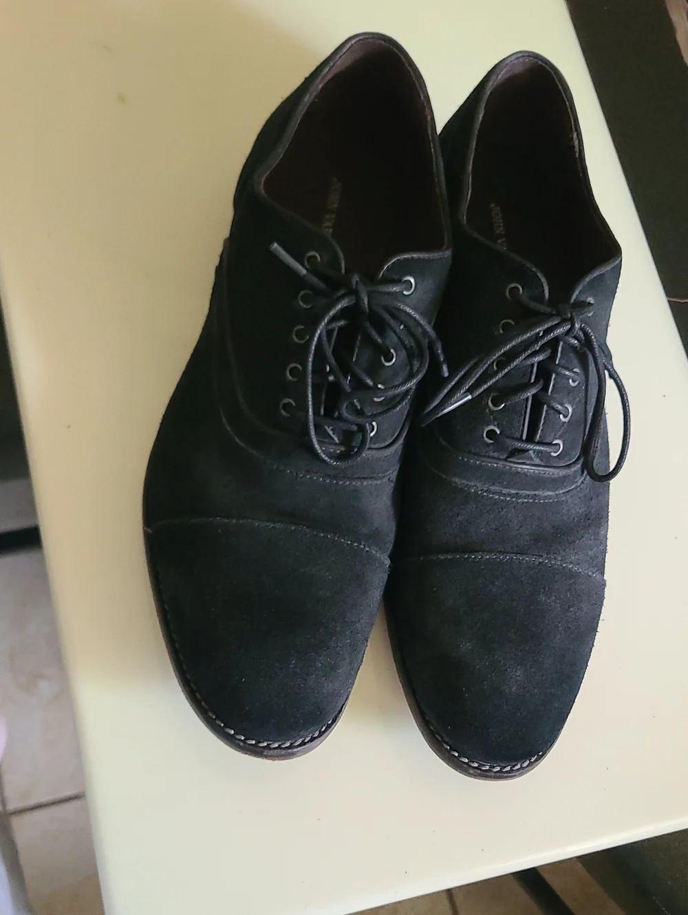 John Varvatos Black Suede Lace-Up Oxfords